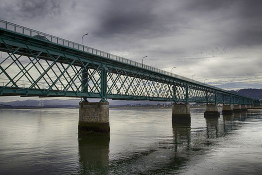 Old metal bridge of Portugal, detail of a historic bridge, art and tourism