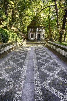 Religious walk in nature, detail of Bom Jesus in Braga, Portuga, place of pregrinacion