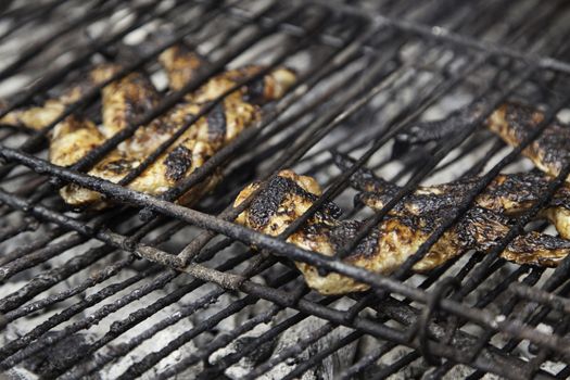 Grilled meat, grilled meat detail on a grill, healthy food, party and celebration