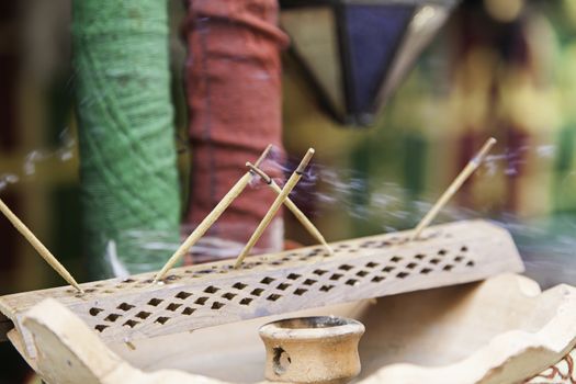 Aromatic incense, aroma and traditional fragrance detail