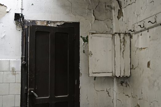 Abandoned room, detail of the interior of an old house, dirt and ruin