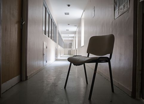 Abandoned hospital, detail of an old hospital, abandonment and ruin, health and medicine