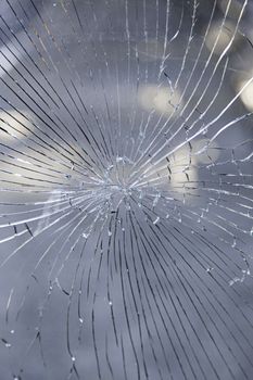 Broken glass, detail of an action of vandalism and violence