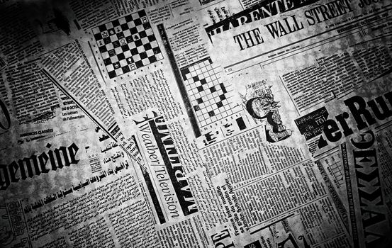 World newspapers, detail of newspapers with news, information and reading