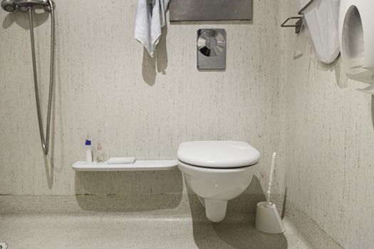 Bath of a hospital, detail of a toilet for the sick and disabled