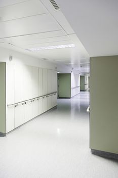 Corridor of a health hospital, detail of health and medicine, hospital complex, doctors and nurses, healing