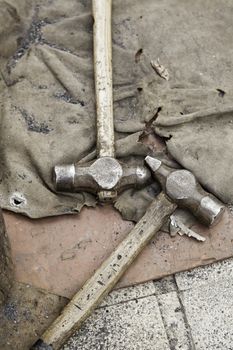 Old hammers, old tools of a forge