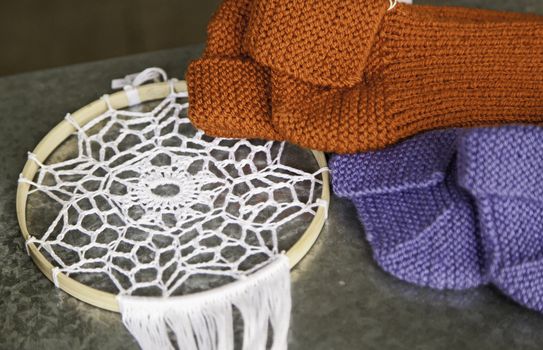 Traditional crochet, handwork, textile and clothing detail