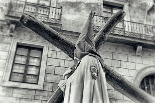 Holy week procession, detail of christian tradition, religion, faith and devotion