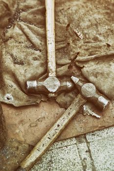 Old hammers, old tools of a forge