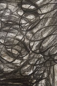 Charcoal scribbles, detail of a background on a wallpaper, art astract