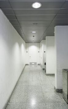 White corridor in a modern building, minimalist architecture detail, interior