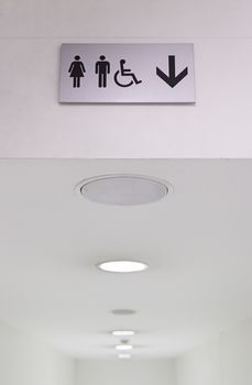 Signage arrow, detail of an information signal, exhibition