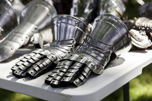 Medieval armor, detail of an ancient armor of war and protection, bloody history