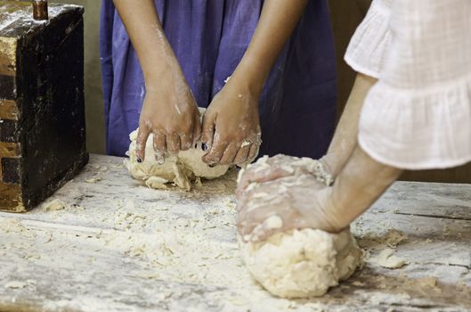 Bread dough, bread making detail, traditional artisan bakery, food and food