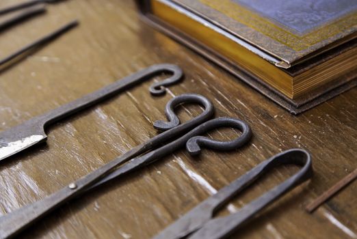 Skin care tool, detail of objects to work the skin, traditional crafts