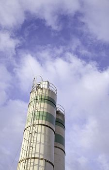 Storage bins, cement factory detail, industry