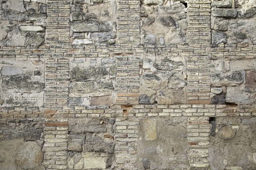 Ancient medieval wall, detail of old historic structure