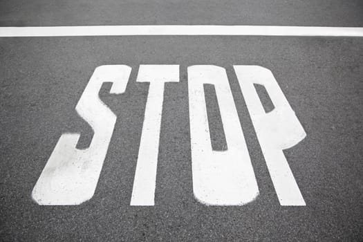 Stop Sign, indication detail on the road of the city, obligation