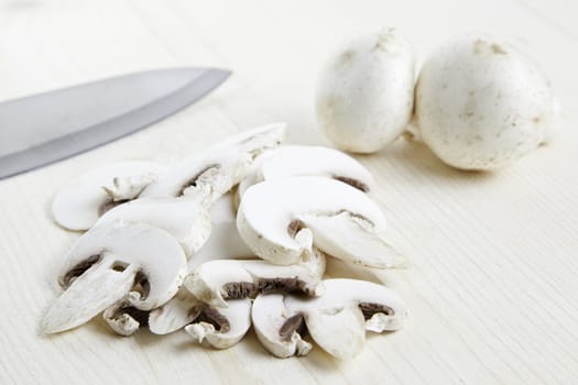 Sliced ??mushrooms, mushroom detail raw food healthy lifestyle, meal