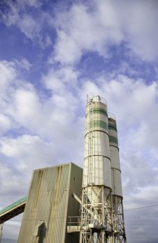 Cement factory, storage bins detail, manufacturing