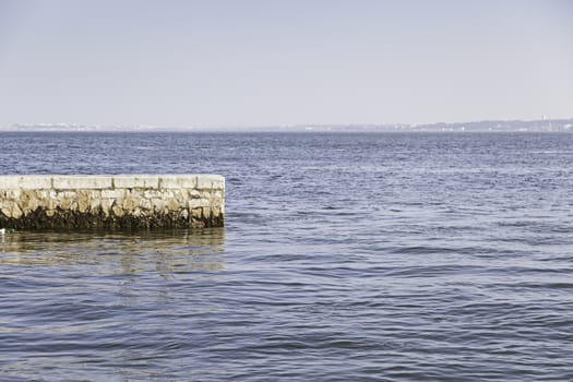 Harbor at sea, detail of a pedestrian port in a tourist city