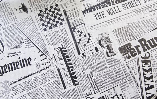 World newspapers, detail of newspapers with news, information and reading