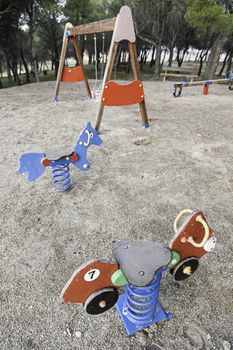 Playground in nature, detail Playground in a field