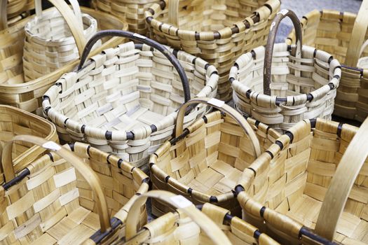Wicker baskets handmade, detail in a market