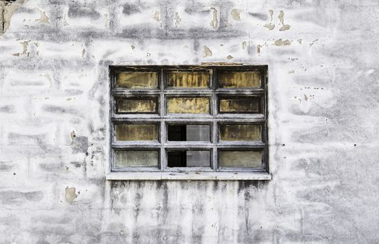 Burned wall, detail of a burned and abandoned building, ruin