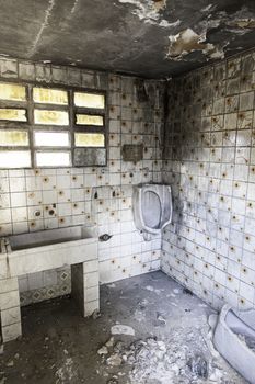 Inside a burning house, detail of ruin and abandonment
