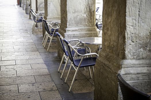 Terrace bar tables, detail from place to relax and drink