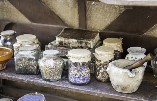 Medicinal herbs, detail of traditional medicine, witchcraft and superstition