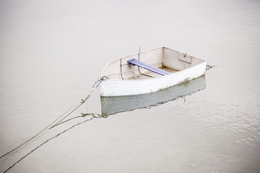 Old fishing boats, detail of a boat at sea, transport and fishing