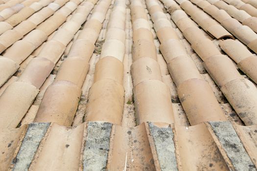 Tiles on a roof, detail of a roof against rain protege