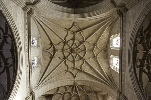 Interior of old church interior Gothic roof, religious building