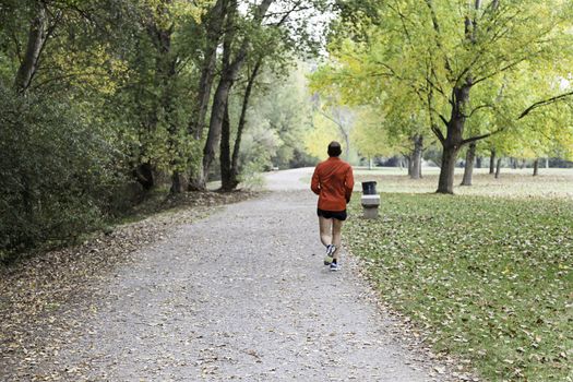Man running in a park, detail of a person doing sports