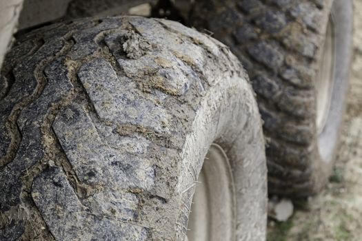 Giant tractor wheels, rubber wheels detail for the field