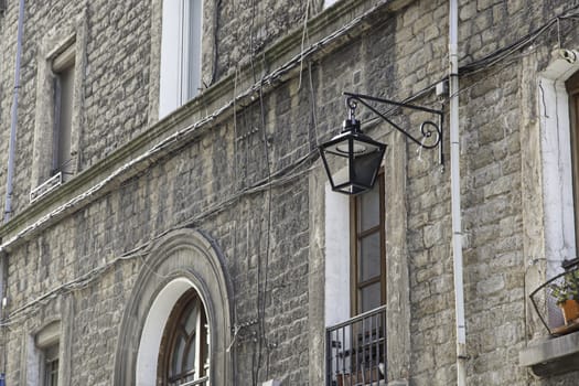 Lantern on a facade, detail of an object lighting