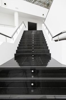 Black marble stairs, detail of a modern escaler
