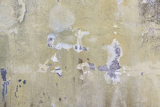 Wall moisture and destruction, detail of abandonment and old, cracks