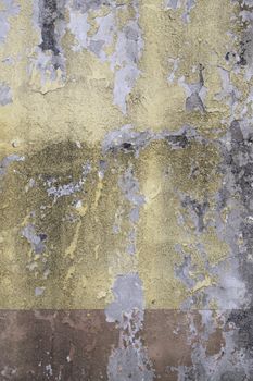 Wall moisture and destruction, detail of abandonment and old, cracks