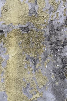 Wall moisture and destruction, detail of abandonment and old, cracks
