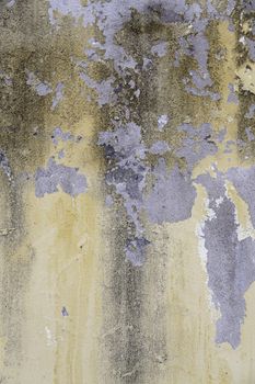 Wall moisture and destruction, detail of abandonment and old, cracks