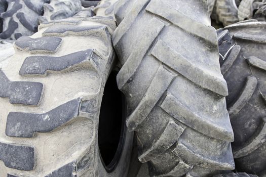 Old car wheels, detail of tires, rubber and rubber