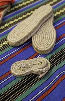 Handmade handmade esparto slippers, artisan handmade detail