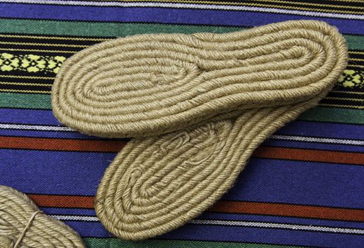 Handmade handmade esparto slippers, artisan handmade detail