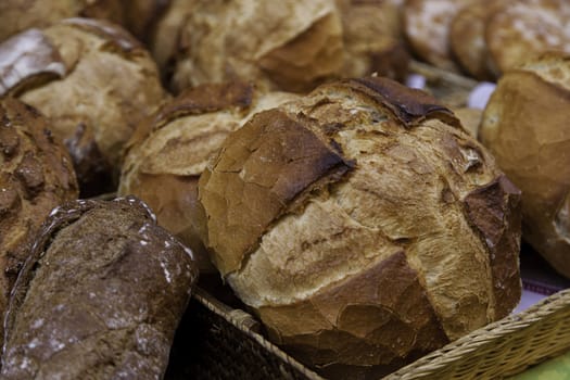 Homemade wheat bread made in traditional way, daily food detail