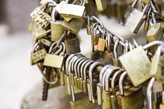 Padlock symbol of love, detail of love and couple sign