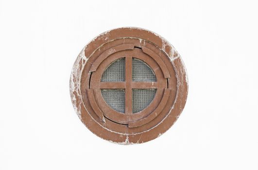 Porthole on a ship, detail of a window in a cabin of a boat